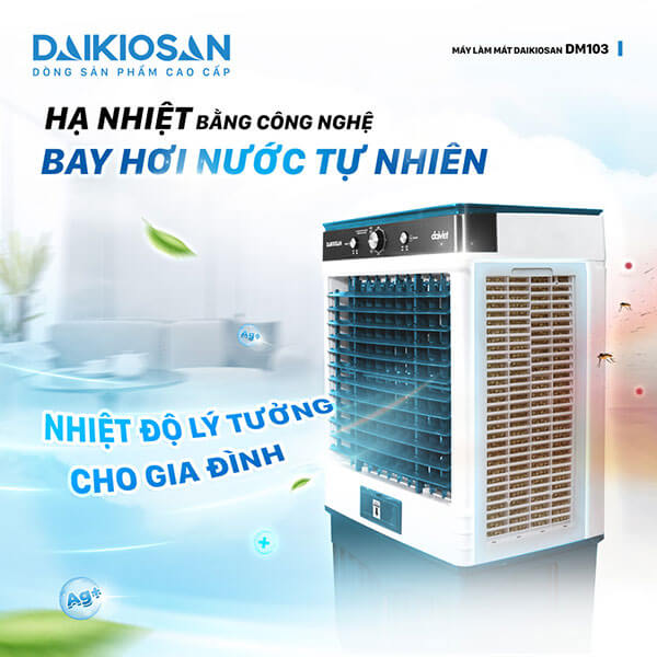 Quạt điều hòa Daikiosan DM103 hạ nhiệt bằng bay hơi tự nhiên