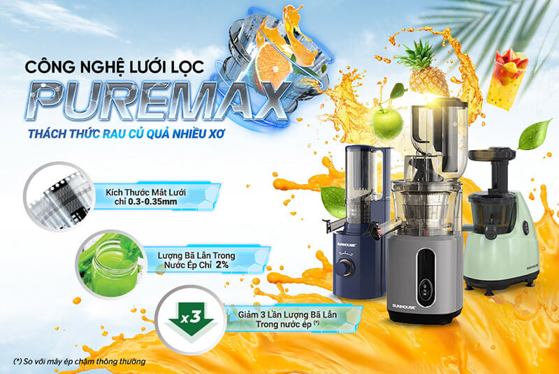 Công nghệ lưới lọc Puremax của máy ép chậm Sunhouse Mama SHD5505