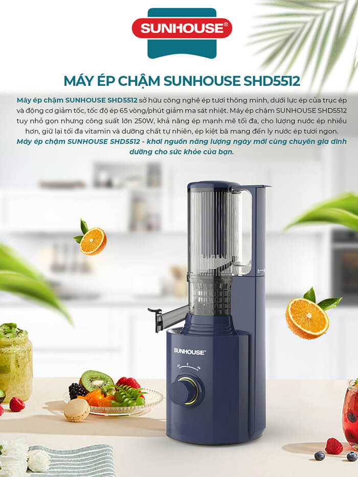 Máy ép chậm Sunhouse SHD5512 giới thiệu