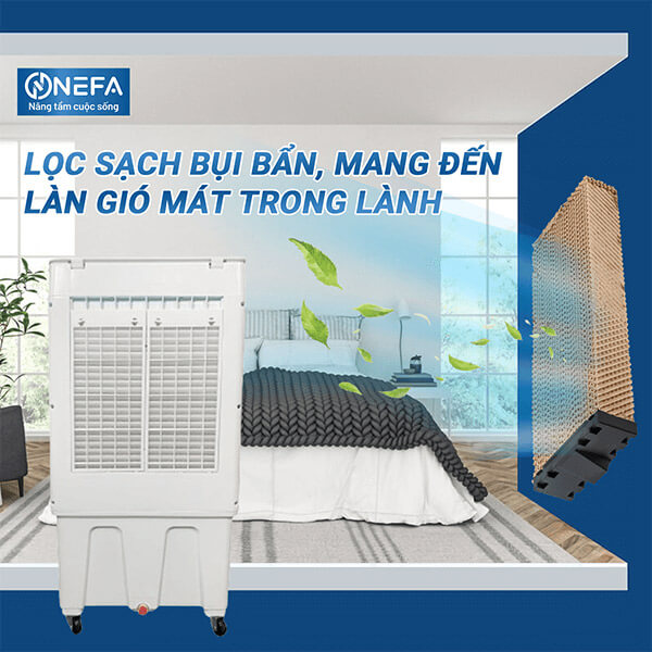 Quạt điều hòa NEFA NF55 cơ 160W 50L giá tốt lọc bụi