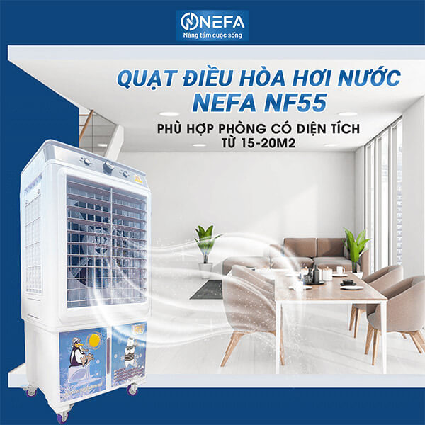 Quạt điều hòa NEFA NF55 cơ 160W 50L giá tốt cho phòng 20m2