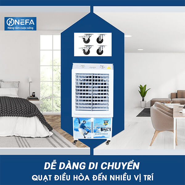 Quạt điều hòa NEFA NF55 cơ 160W 50L giá tốt tiện di chuyển nhờ bánh xe