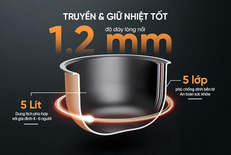 Nồi áp suất điện tử đa năng 5L SUNHOUSE MAMA SHD1580 giữ nhiệt tốt